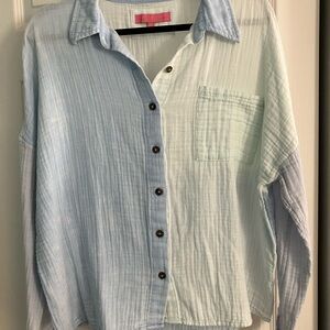 Simply Southern Light Blue and White Shirt